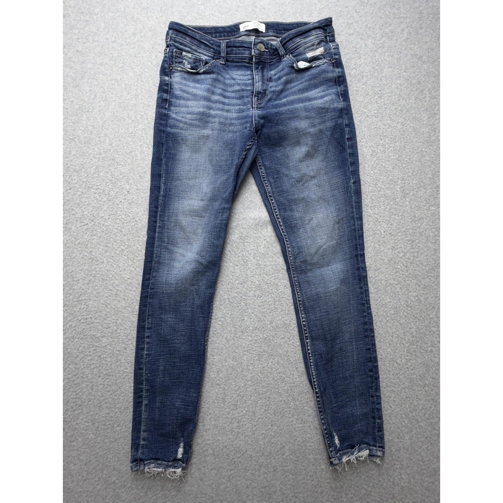 BKE Payton Jeans Womens 28 Blue Med Wash Mid Rise Ankle Skinny Distressed